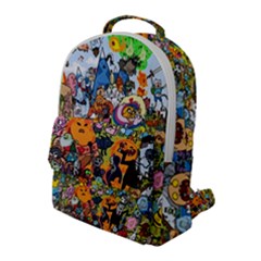 Cartoon Characters Tv Show  Adventure Time Multi Colored Flap Pocket Backpack (large) by Sarkoni