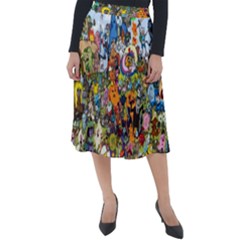 Cartoon Characters Tv Show  Adventure Time Multi Colored Classic Velour Midi Skirt  by Sarkoni