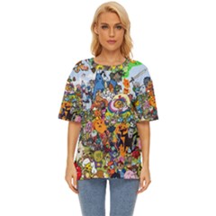 Cartoon Characters Tv Show  Adventure Time Multi Colored Oversized Basic T-shirt by Sarkoni