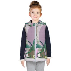 Botanical Plants Green Sheet Art Kids  Hooded Puffer Vest by Sarkoni