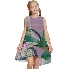 Botanical Plants Green Sheet Art Kids  Frill Swing Dress