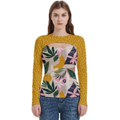 Floral Plants Jungle Polka 1 Women s Cut Out Long Sleeve T-shirt