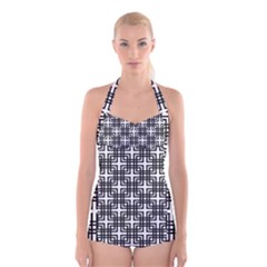 Pattern Vector Halftone Wallpaper Boyleg Halter Swimsuit 