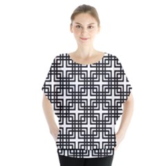 Pattern Vector Halftone Wallpaper Batwing Chiffon Blouse