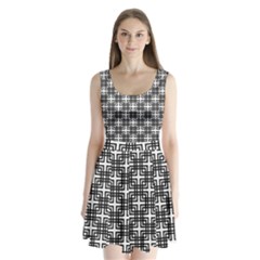 Pattern Vector Halftone Wallpaper Split Back Mini Dress 