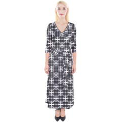 Pattern Vector Halftone Wallpaper Quarter Sleeve Wrap Maxi Dress