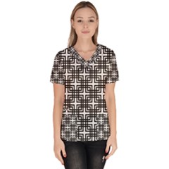 Pattern Vector Halftone Wallpaper Women s V-Neck Scrub Top