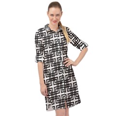 Pattern Vector Halftone Wallpaper Long Sleeve Mini Shirt Dress