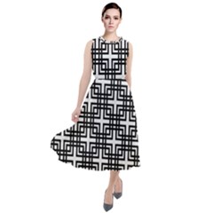 Pattern Vector Halftone Wallpaper Round Neck Boho Dress