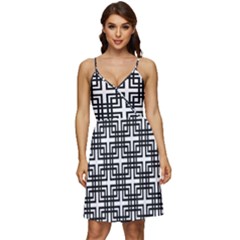 Pattern Vector Halftone Wallpaper V-Neck Pocket Summer Dress 