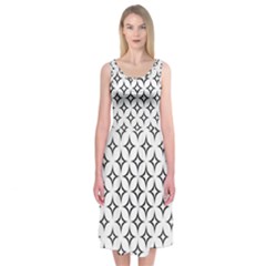 Star Curved Pattern Monochrome Midi Sleeveless Dress by Pakjumat