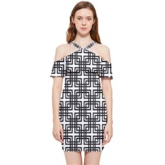 Pattern Vector Halftone Wallpaper Shoulder Frill Bodycon Summer Dress