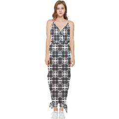 Pattern Vector Halftone Wallpaper Sleeveless Tie Ankle Chiffon Jumpsuit