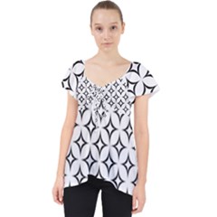 Star Curved Pattern Monochrome Lace Front Dolly Top by Pakjumat