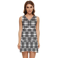 Pattern Vector Halftone Wallpaper Tiered Sleeveless Mini Dress