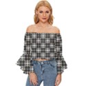 Pattern Vector Halftone Wallpaper Off Shoulder Flutter Bell Sleeve Top View1