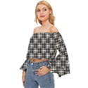 Pattern Vector Halftone Wallpaper Off Shoulder Flutter Bell Sleeve Top View2