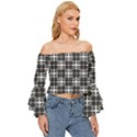 Pattern Vector Halftone Wallpaper Off Shoulder Flutter Bell Sleeve Top View3