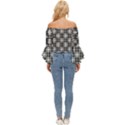 Pattern Vector Halftone Wallpaper Off Shoulder Flutter Bell Sleeve Top View4