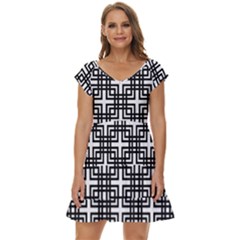 Pattern Vector Halftone Wallpaper Short Sleeve Tiered Mini Dress