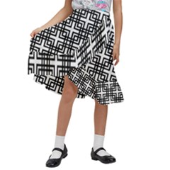 Pattern Vector Halftone Wallpaper Kids  Ruffle Flared Wrap Midi Skirt