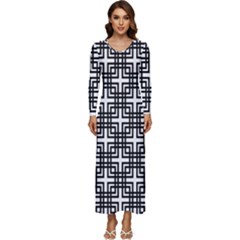 Pattern Vector Halftone Wallpaper Long Sleeve Longline Maxi Dress