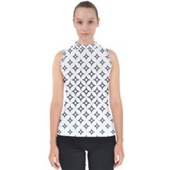 Star Curved Pattern Monochrome Mock Neck Shell Top by Pakjumat