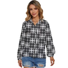 Pattern Vector Halftone Wallpaper Women s Long Sleeve Button Up Shirt