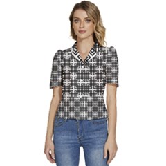 Pattern Vector Halftone Wallpaper Puffed Short Sleeve Button Up Jacket