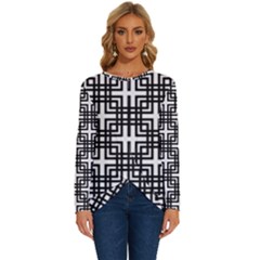 Pattern Vector Halftone Wallpaper Long Sleeve Crew Neck Pullover Top