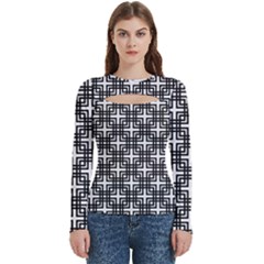 Pattern Vector Halftone Wallpaper Women s Cut Out Long Sleeve T-Shirt