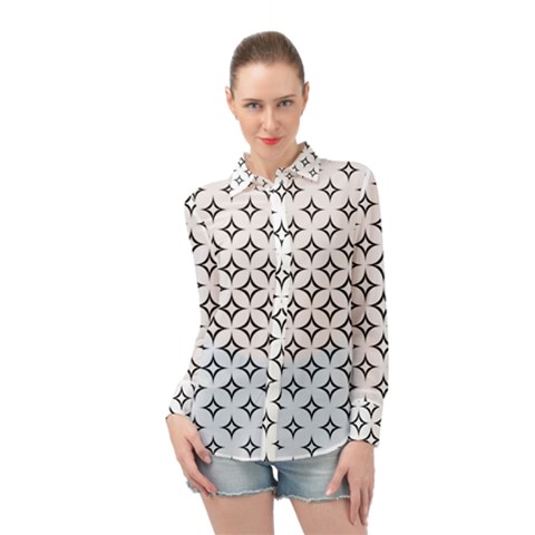 Star Curved Pattern Monochrome Long Sleeve Chiffon Shirt by Pakjumat