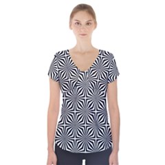 Background Pattern Halftone Black White Short Sleeve Front Detail Top by Pakjumat