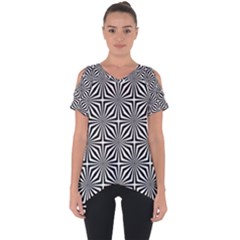 Background Pattern Halftone Black White Cut Out Side Drop T-shirt by Pakjumat