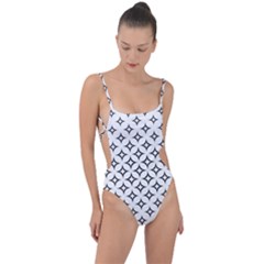 Star Curved Pattern Monochrome Tie Strap One Piece Swimsuit by Pakjumat