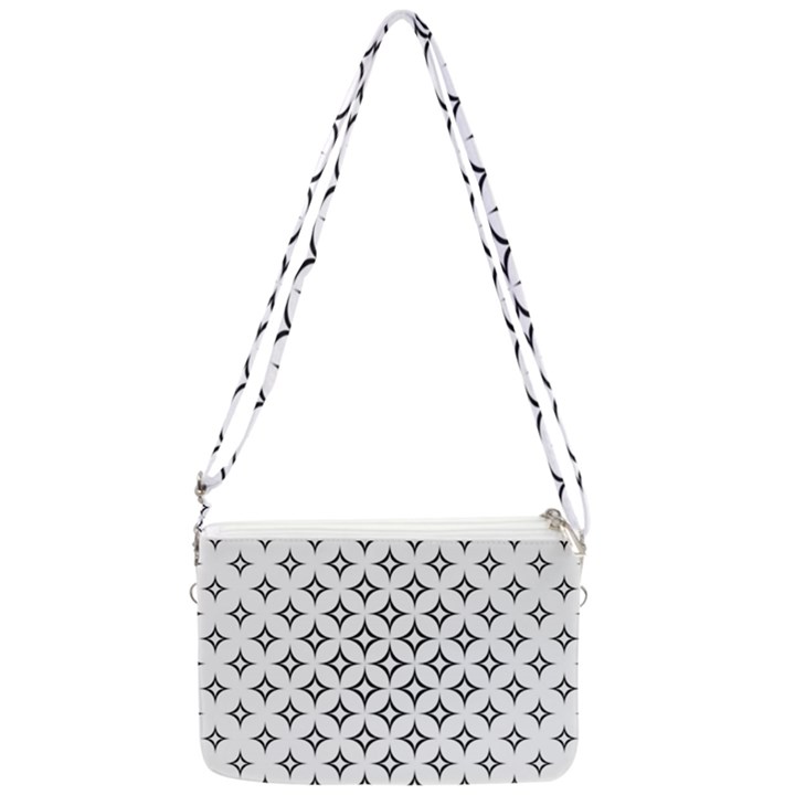 Star Curved Pattern Monochrome Double Gusset Crossbody Bag