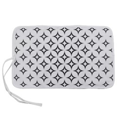 Star Curved Pattern Monochrome Pen Storage Case (l) by Pakjumat