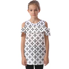 Star Curved Pattern Monochrome Fold Over Open Sleeve Top by Pakjumat