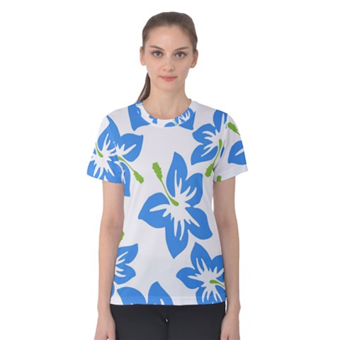 Hibiscus Wallpaper Flowers Floral Women s Cotton T-shirt by Pakjumat