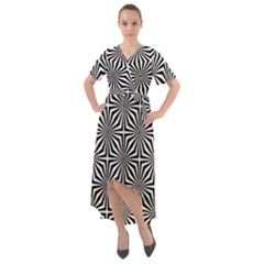 Background Pattern Halftone Black White Front Wrap High Low Dress by Pakjumat