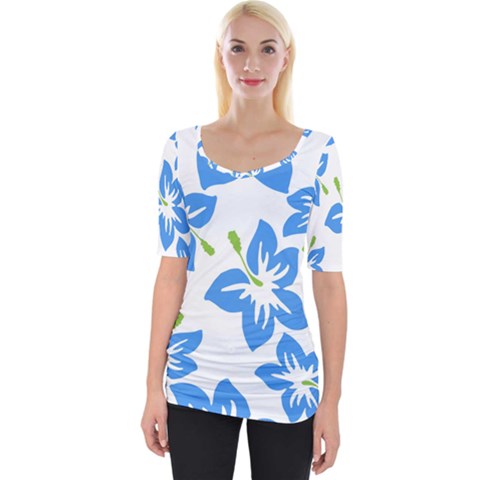 Hibiscus Wallpaper Flowers Floral Wide Neckline T-shirt by Pakjumat