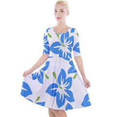 Hibiscus Wallpaper Flowers Floral Quarter Sleeve A-line Dress by Pakjumat