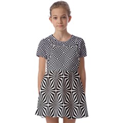 Background Pattern Halftone Black White Kids  Short Sleeve Pinafore Style Dress by Pakjumat