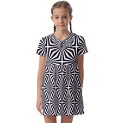 Background Pattern Halftone Black White Kids  Asymmetric Collar Dress by Pakjumat