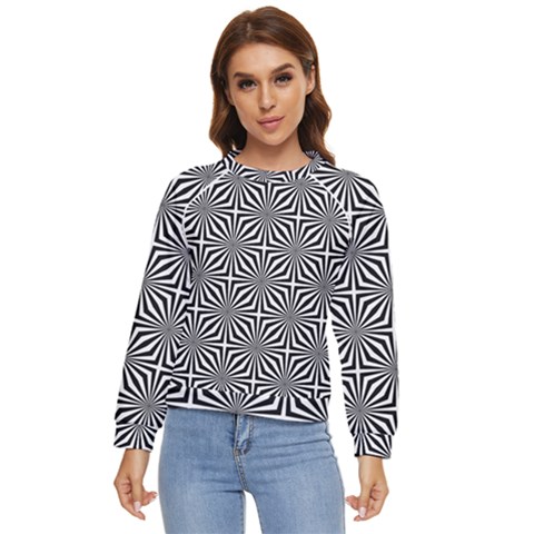 Background Pattern Halftone Black White Women s Long Sleeve Raglan T-shirt by Pakjumat