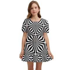 Background Pattern Halftone Black White Kids  Short Sleeve Dolly Dress by Pakjumat