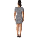 Background Pattern Halftone Black White Fitted Knot Split End Bodycon Dress View4