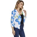 Hibiscus Wallpaper Flowers Floral Women s Casual 3/4 Sleeve Spring Jacket View3