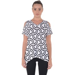 Pattern Monochrome Repeat Black And White Cut Out Side Drop T-shirt by Pakjumat