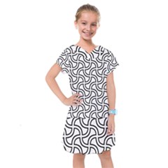 Pattern Monochrome Repeat Black And White Kids  Drop Waist Dress by Pakjumat